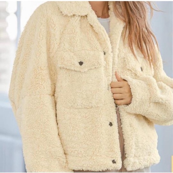 Free People teddy swing crop jacket in color Chai Latte - Picture 2 of 12